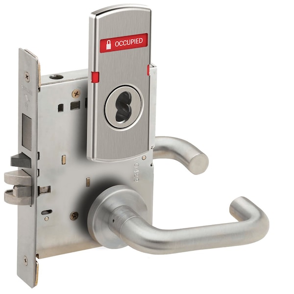 Schlage Storeroom Mortise Lock with Deadbolt, Less SFIC, 03A Design, VACANT/OCCUPIED Indicator for Outside o L9480B 03A 626 L283-722 - main